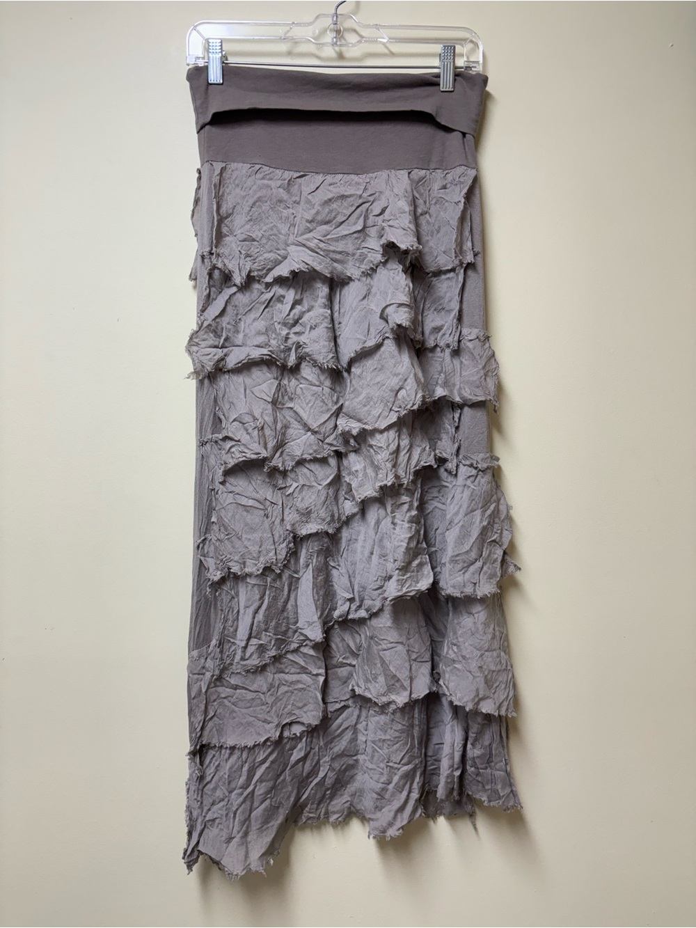 La Fille Du Couturier Silky Tiered Cotton Skirt Grey Small